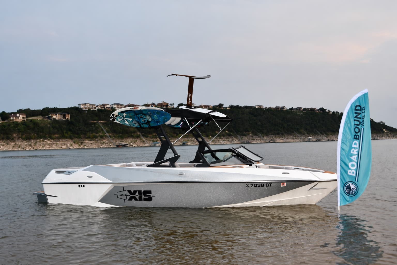 Board Bound Wake Co's 2017 Axis T23 wake boat on Lake Travis